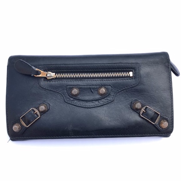 BALENCIAGA Black Gold Hardware Bifold Wallet - Picture 1 of 10